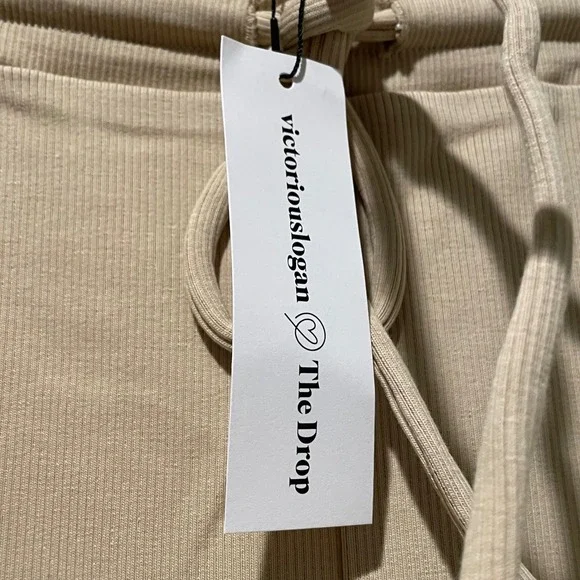 NWT Victoriouslogan The Drop XXL Beige Knit Lounge Pants Drawstring Pockets - Picture 4 of 5